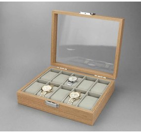 eCarla Drevený organizér na hodinky, box, puzdro na 10ks hodiniek, HOUR