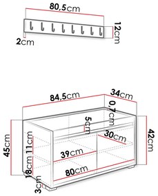 Nábytok do predsiene Kendora 80 (s 12 ks. čalúnených nástenných panelov Pazara 40x30) (manila 16). Vlastná spoľahlivá doprava až k Vám domov. 1054004