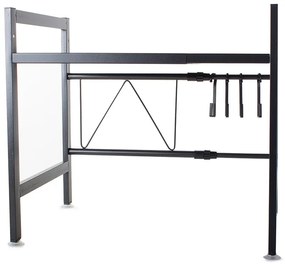 eCarla Stojan na mikrovlnku, polička s nastaviteľnou šírkou 37-65cm, čierny kov