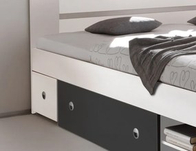 Posteľ s nočnými stolikmi Stefan 140x200 cm, biela/grafit