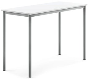 Stôl BORÅS, 1400x600x900 mm, laminát - biela, strieborná