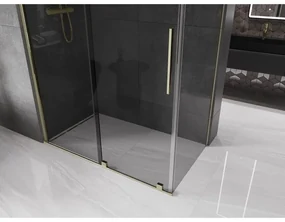 Mexen Velar, sprchový kút s posuvnými dverami 150 x 70 cm, 8mm šedé sklo, zlatá lesklá, 871-150-070-41-50