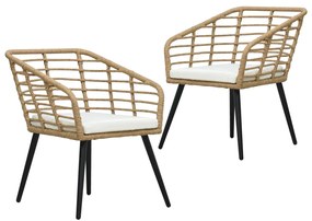 vidaXL Záhradné stoličky s podložkami 2 ks, polyratan, dubová farba