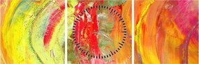 Obraz abstrakcie - maľba (s hodinami) (90x30 cm)