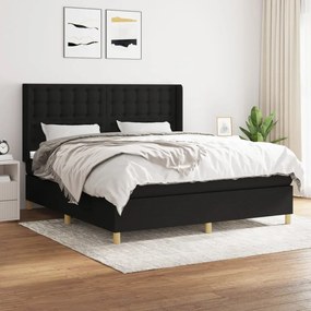 Posteľný rám boxspring s matracom čierny 160x200 cm látka 3132323