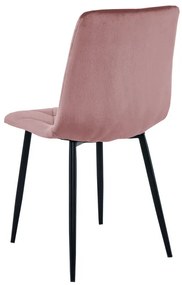 Set štyroch jedálenských stoličiek LIBRA zamatové, ružové / čierne nohy (4 ks)