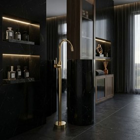 Rea Lungo, voľne stojaca umývadlová batéria, zlatá lesklá, REA-B4307