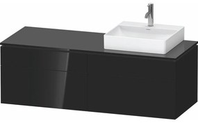 DURAVIT L-Cube závesná skrinka pod umývadlo na dosku (umývadlo vpravo), 4 zásuvky, 1420 x 550 x 482 mm, čierna vysoký lesk, LC4870R40400000