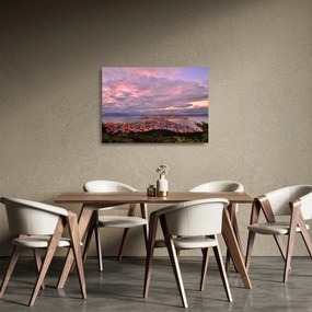 Sklenený obraz - Súmrak nad mestom (70x50 cm)