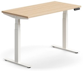 Výškovo nastaviteľný stôl QBUS, rovný, 1200x600 mm, biely rám, dub
