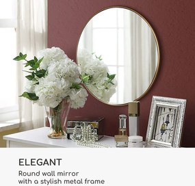 Casa Chic Fournier, nástenné zrkadlo s kovovým rámom, okrúhle, Ø 40 cm