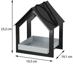 Závesné kŕmidlo pre vtáky Easy, 23x19x19 cm, kov, čierna