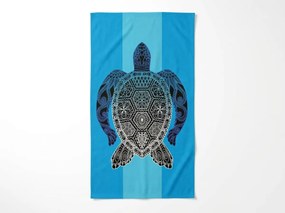 Rýchloschnúca XXL plážová osuška SHELL GEM modrá 150 x 210 cm, 100% mikrovlákno
