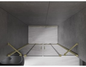 Mexen Velar Duo, posuvné sprchové dvere do otvoru 150 cm, 8mm šedé sklo, zlatá matná, 871-150-000-42-55