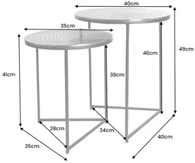 Sada odkladacích stolíkov Khalil 40 cm antik strieborná