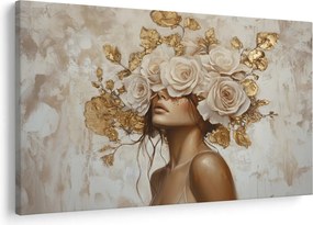 Obraz - Dievča s ružami (90x60 cm)