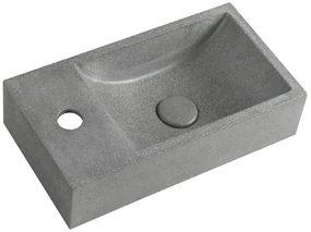 Sapho Sapho, CREST L betónové umývadlo vrátane výpusti, 40x22 cm, čierny granit, AR403