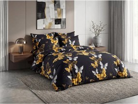Obliečky z mikrovlákna GOLD BUTTERFLY čierne Rozmer obliečky: 70 x 90 cm | 140 x 220 cm