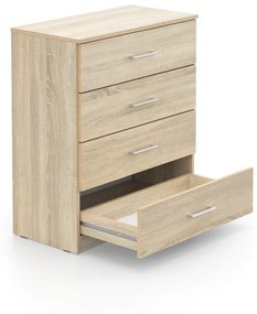 DREVONA Zásuvková komoda dub sonoma BASIC KOM 4ZAS