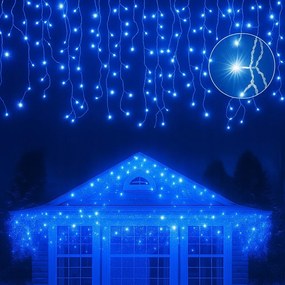 Vianočné svetielka LED záclona FLASH modrá 500 LED