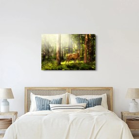 Obraz jeleňa v lese (90x60 cm)