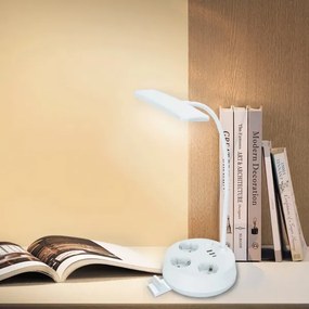 Aigostar - LED Stmievateľná stolná lampa so zásuvkami a USB LED/4,6W/230V biela