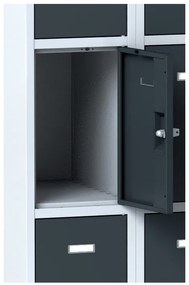 Alfa 3 Šatníková skrinka s úložnými boxami, 8 boxov, 1800 x 600 x 500 mm, otočný zámok, tmavosivé dvere