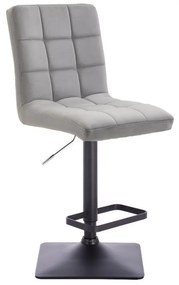 LuxuryForm Barová stolička TOLEDO VELUR na čierne podstave - svetlo šedá