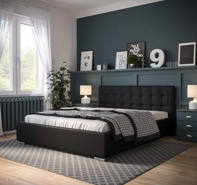 Moderná čalúnená posteľ COUNTRY - Drevený rám,140x200