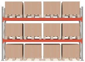 Paletový regál ULTIMATE, základná sekcia, 12 paliet, 2500x3600x1100 mm