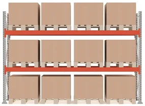 Paletový regál ULTIMATE, základná sekcia, 12 paliet, 2500x3600x1100 mm