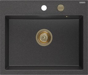 Mexen Oscar, 1-komorový granitový drez 580x490x205 mm, čierna škvrnitá, 6519581000-76-G