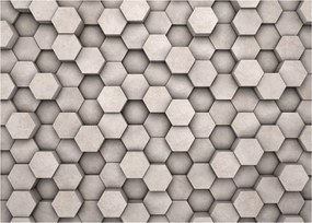 Sklenený obraz - Hexagóny v betónovom dizajne (70x50 cm)