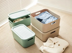 Rotho 2. akosť - Úložný box, rovný s vekom, 12l, matne zelený ALBU LIGHT, 40x24x18