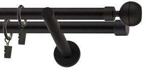 Dekorstudio Garniža dvojradová guľa OPTIC čierna-matná 19mm Dĺžka: 320cm, Typ príslušenstva: Bez príslušenstva