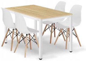 Jedálenský stôl TESSA so štyrmi stoličkami OSAKA biele / hnedé