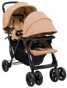 Tandemový kočík pre dvojičky sivohnedý oceľový 10349