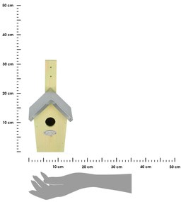 Vtáčia búdka Simi, 30x15x13 cm, drevo/kov, hnedá