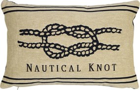 Béžovo-modrý gobelínový vankúš s uzlom Nautical knot - 45*15*30cm