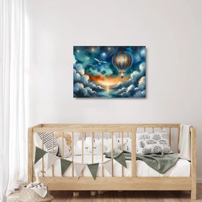 Sklenený obraz - Lietať nočnou oblohou (70x50 cm)