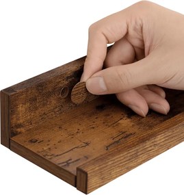 Sada 3 ks nástenných políc TAYLOR 38x10 cm, rustikálne hnedé