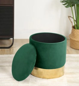 Úložná taburetka GOLDEN fľaškovo zelená