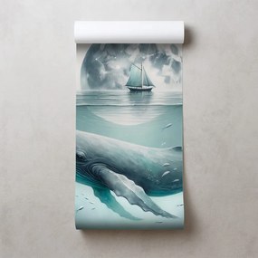 Tapeta veľryba pod mesačným svitom