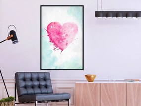 Artgeist Plagát - Watercolour Heart [Poster] Veľkosť: 20x30, Verzia: Čierny rám s passe-partout