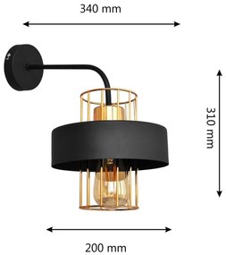 Nástenná lampa VOLTA 1xE27/15W/230V 34 cm čierna/zlatá