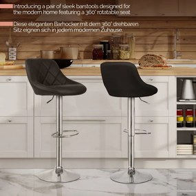 MIADOMODO Barová stolička 2ks, bez podrúčky, čierna