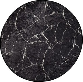 Čierna kúpeľňová predložka ø 100 cm Marble – Foutastic