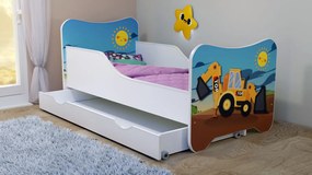 TOP BEDS Detská posteľ Happy Kitty 140x70 so zásuvkou bager