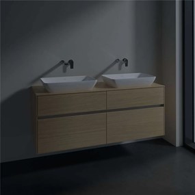 VILLEROY &amp; BOCH Collaro závesná skrinka pod dve umývadlá na dosku, 4 zásuvky, 1400 x 500 x 548 mm, Nordic Oak, C11900VJ