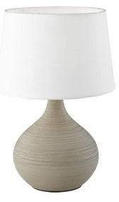 Bielo-hnedá stolová lampa z keramiky a tkaniny Trio Martin, výška 29 cm